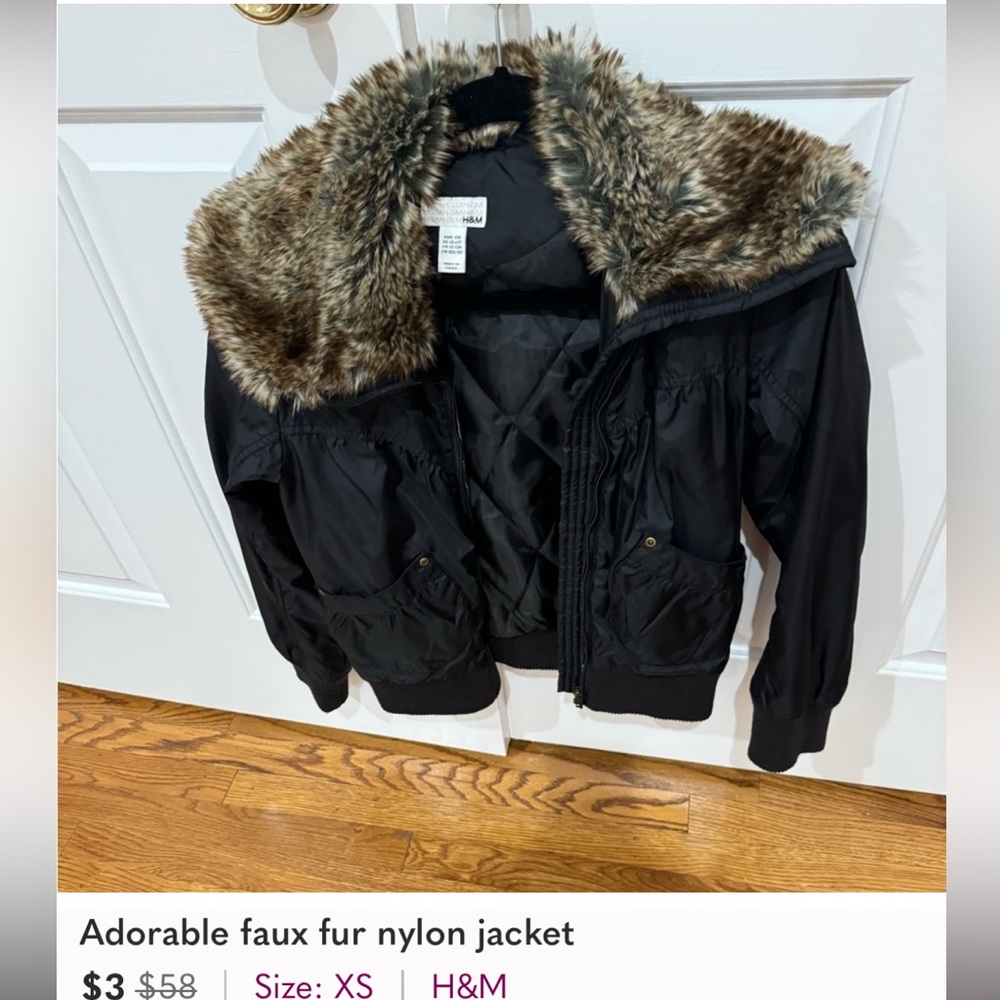 H&M Black Faux Fur Jacket